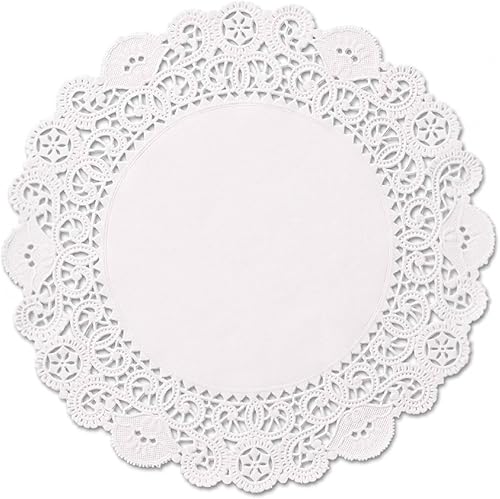 The Baker Celebrations Tapones de papel de encaje blanco de 10 pulgadas, paquete de 50  Tapones redondos desechables para pasteles, pasteles,