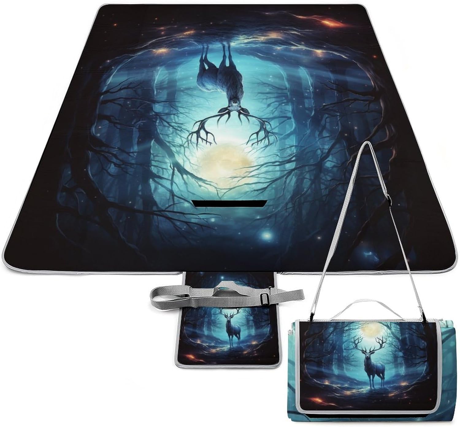 Moonlight Deer Foldable Waterproof Outdoor Picnic Mat for Beach, Camping & Park - Outdoor Rugs with Sponge Padding