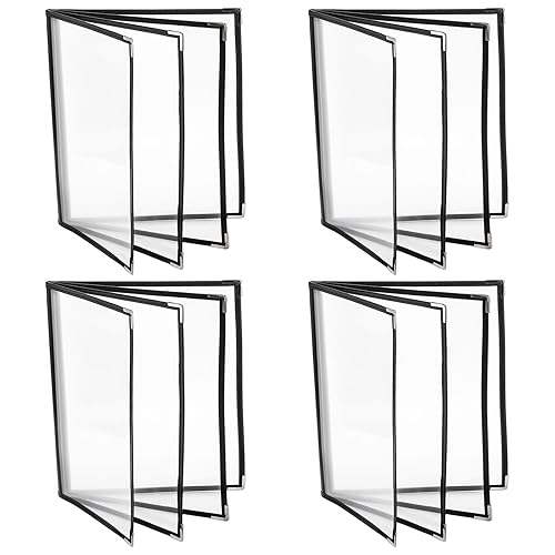 Miniatura 9 de Nicunom 12 fundas para menú de restaurante, 8.5 x 11 pulgadas, 2 páginas, 4 soportes transparentes de menú para bar, cafetería, restaurante, borde