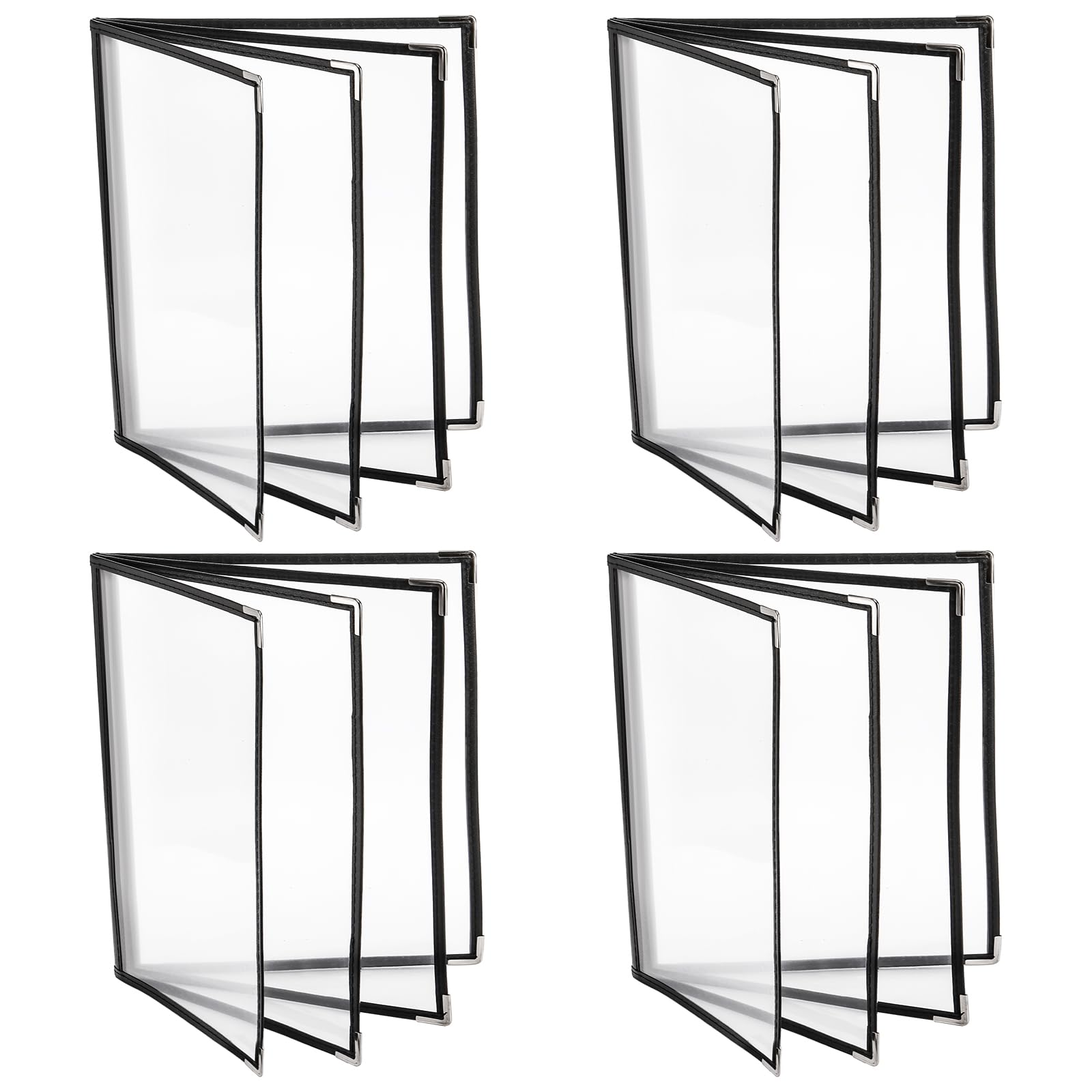 Nicunom 4PCS Menu Covers 8.5 X 11 Inch, 4 Page 8 View Restaurant Menu Covers Book, Clear Plastic Menu Holders for Morning Menu Homeschool Restaurant