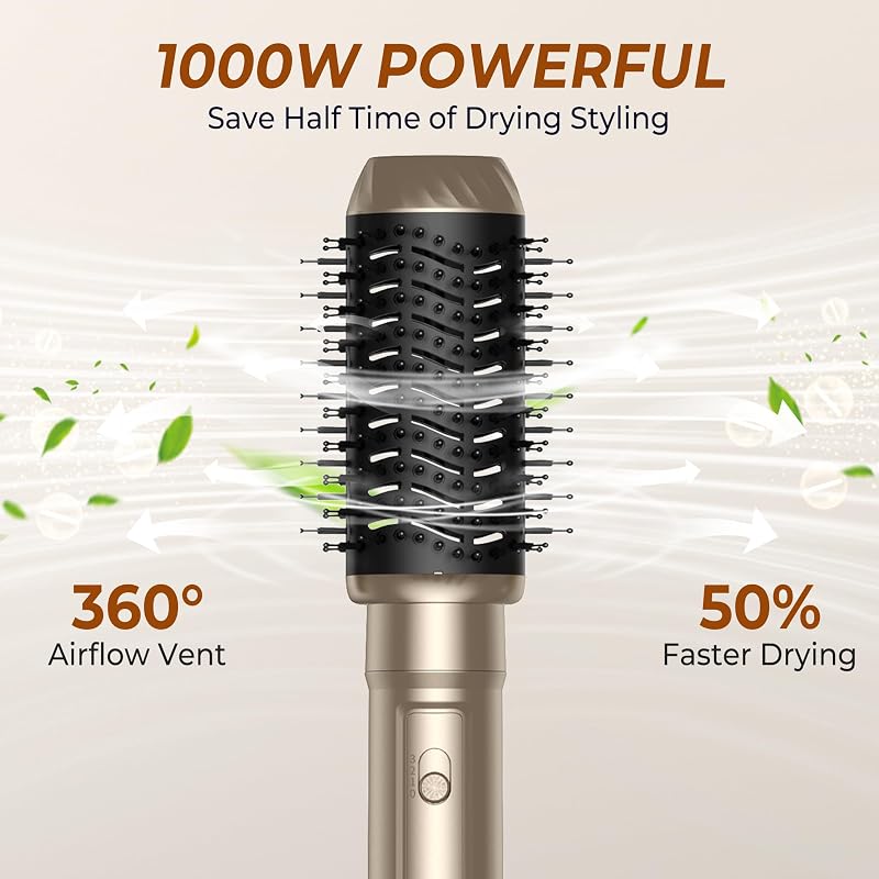 Atopskins 1000W Airstyler Hajformázó Készlet - 6 az 1-ben Hajszárító, Meleglevegős Körkefe, Hajegyenesítő és Göndörítő Minden Hajtípushoz