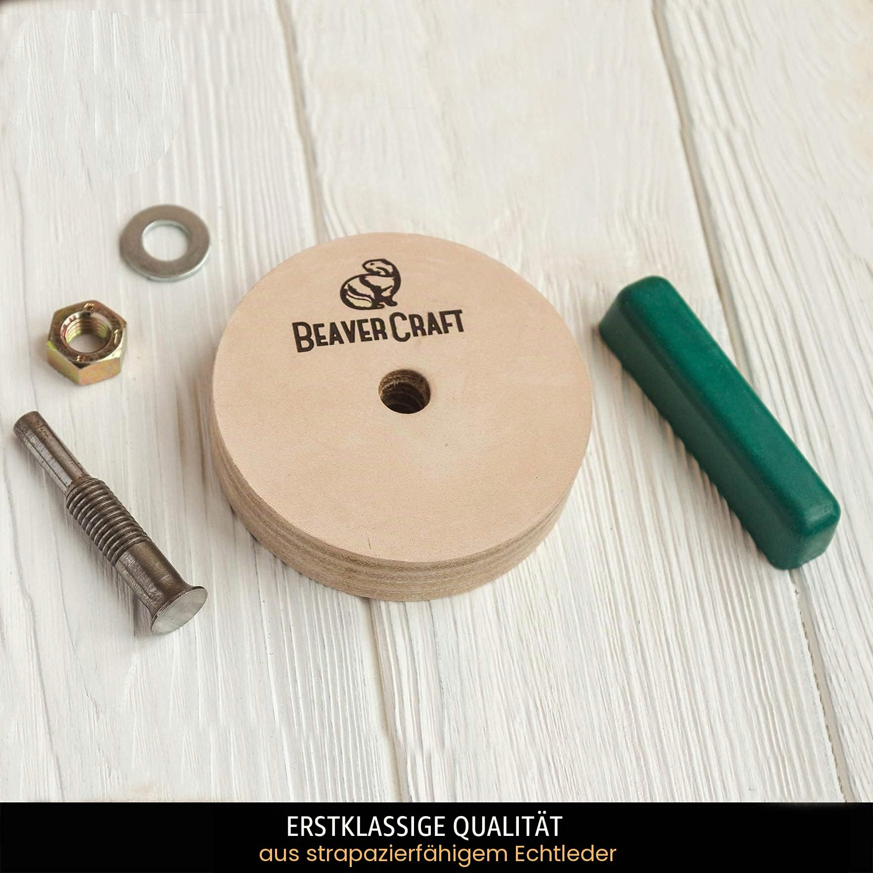 BeaverCraft Schleifrad 7 cm PW1 – Polierscheibe mit Stropping-Polierpaste für Messer, Meißel und Holzschnitzwerkzeuge