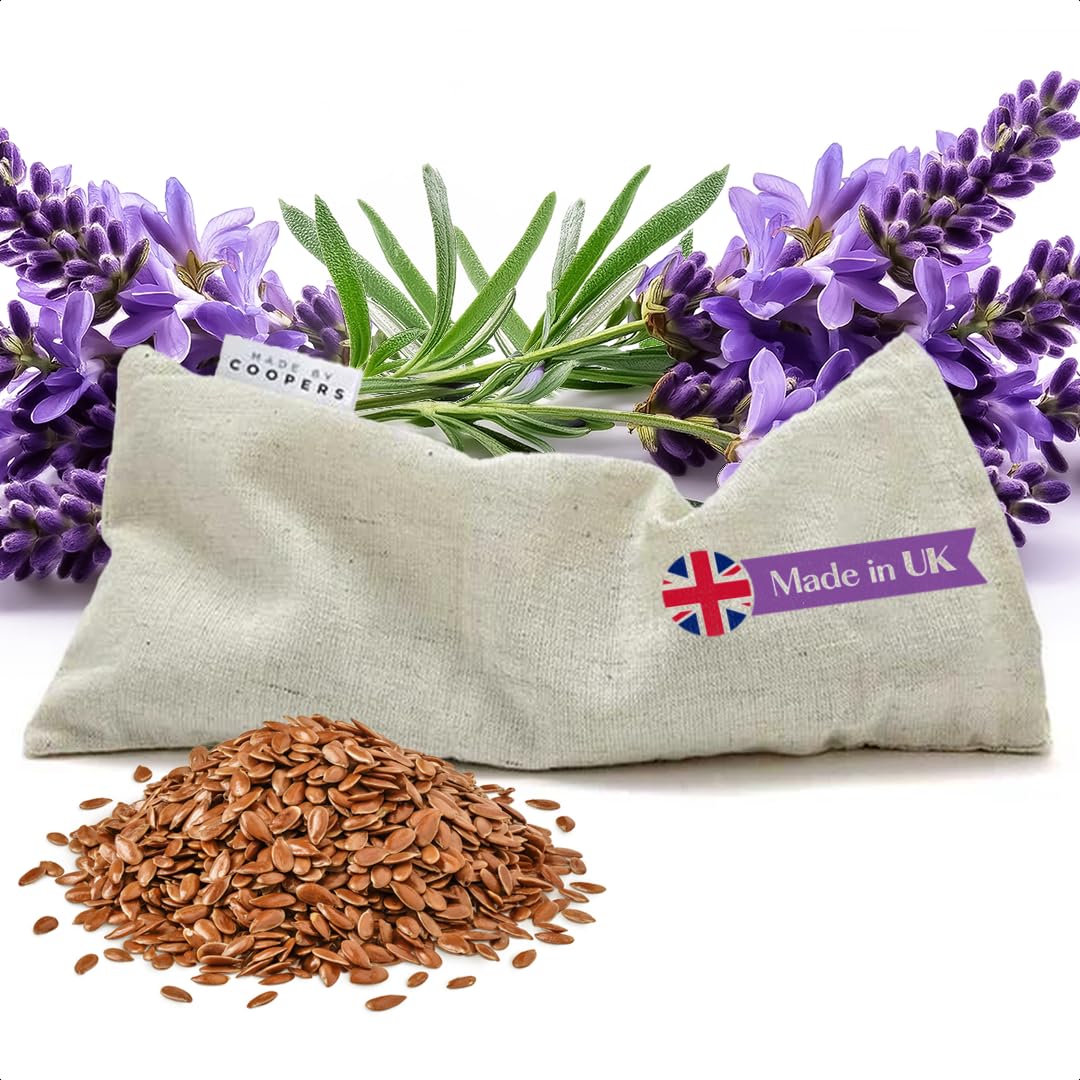 Made by Coopers Oreiller pour les yeux à la lavande et aux graines de lin - Oreiller pour les yeux en lin naturel pour la relaxation et l'aide au sommeil