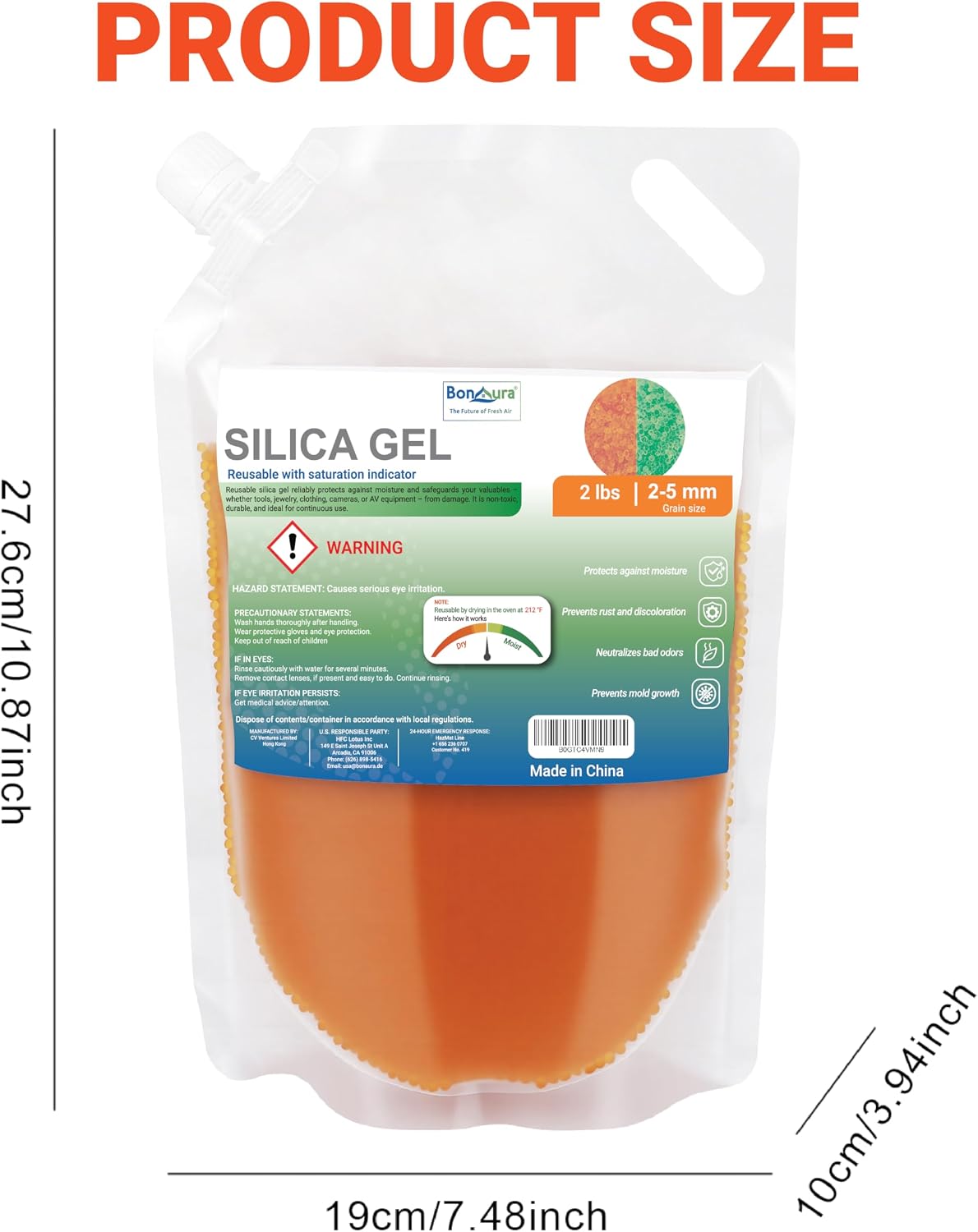 2LB Silica Gel, Silica Balls, Also Suitable As Filament Dryer, Silicate Desiccant Regenerable and Reusable, in Airtight Zip Silica Gel Bag