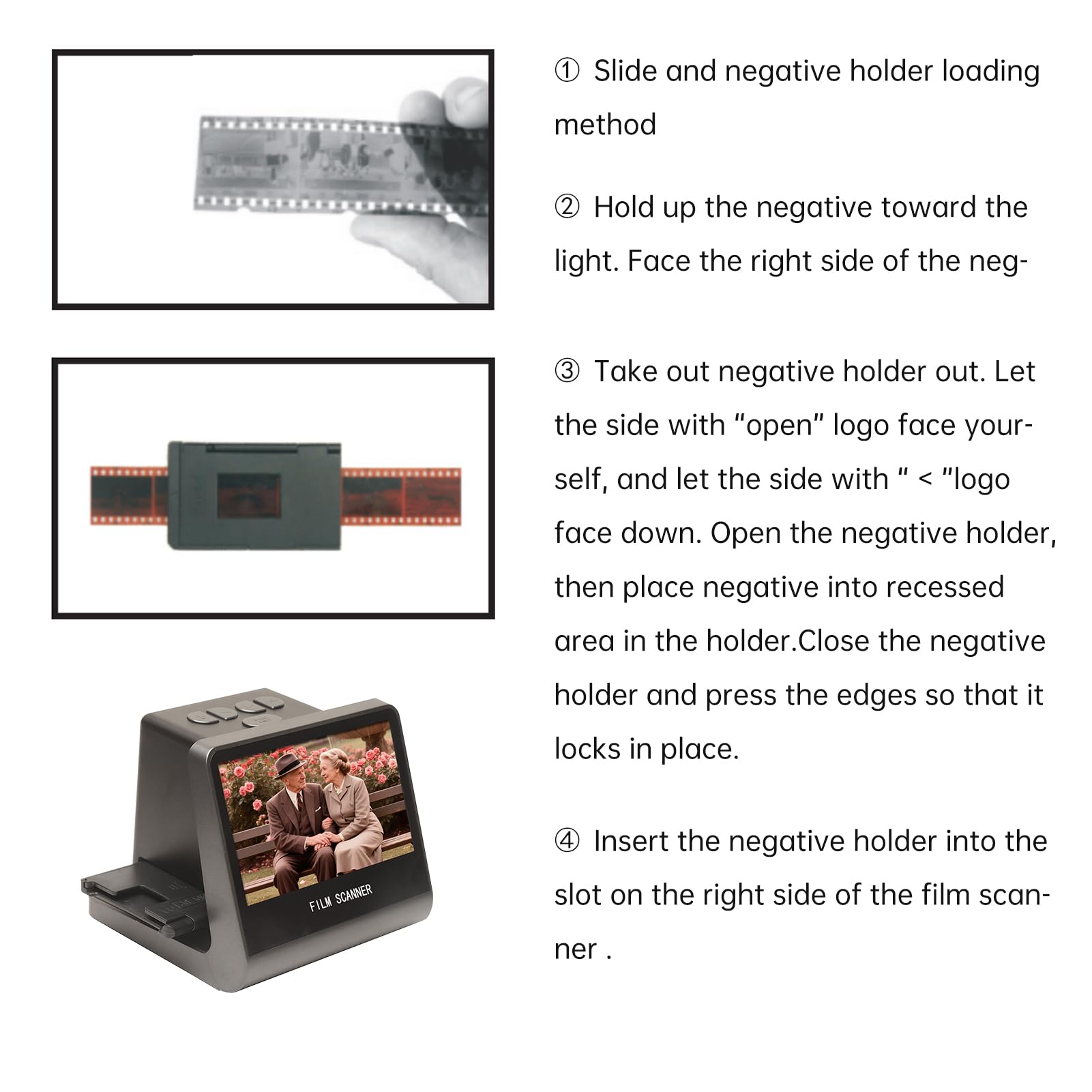 POENVFPO Scanner per Pellicole e Diapositive, Convertitore di Diapositive, Risoluzione Alta, Schermo LCD 5", Memoria Integrata, per Fotografi Professionisti e Amatoriali