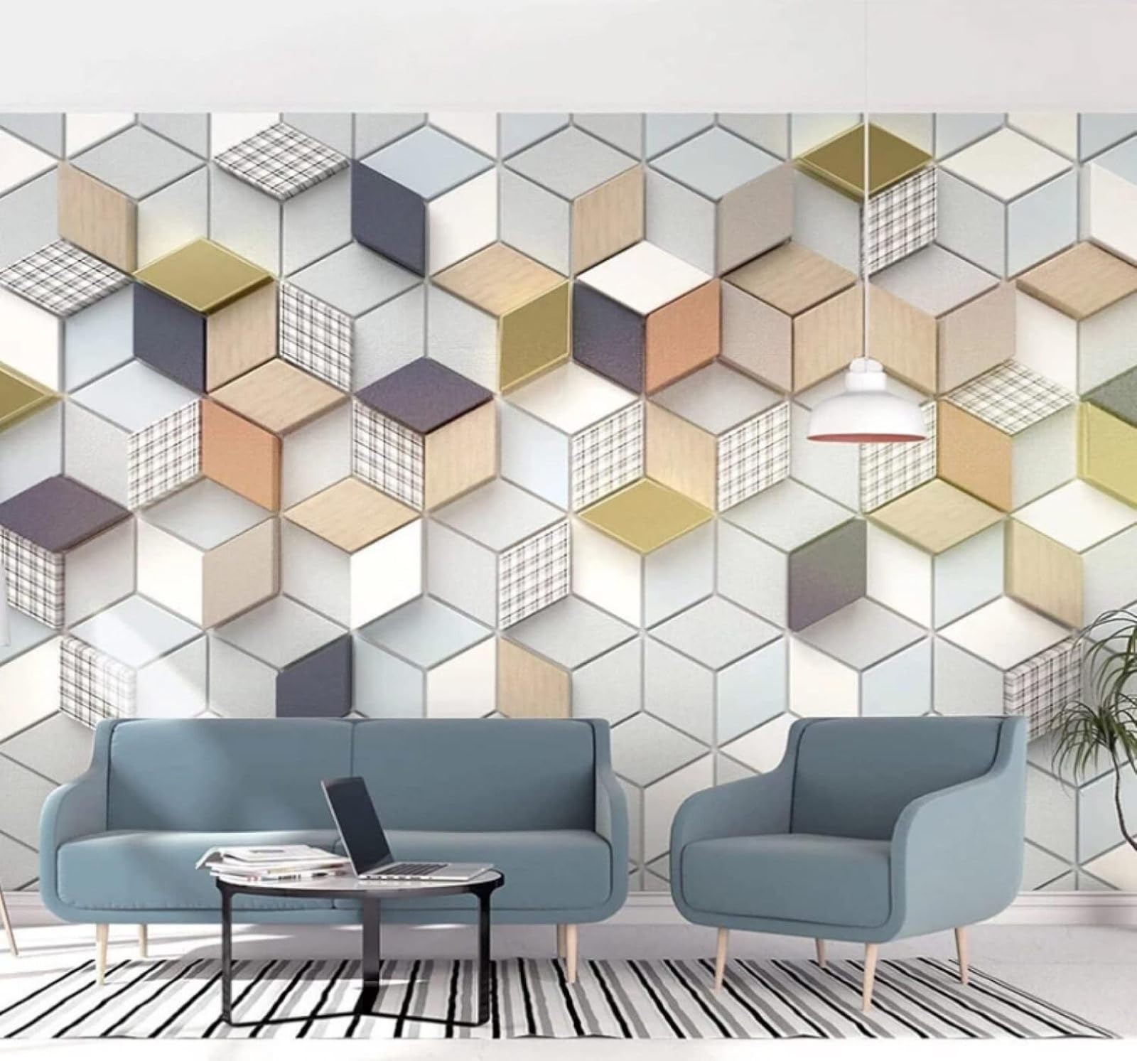 XLMING Abstract Three Dimensional Geometric Checkered Creative 3D Wallpaper Luxury Home Dining Decor Paste Sofa Living Room The Wall for Bedroom Mural-150cm×105cm