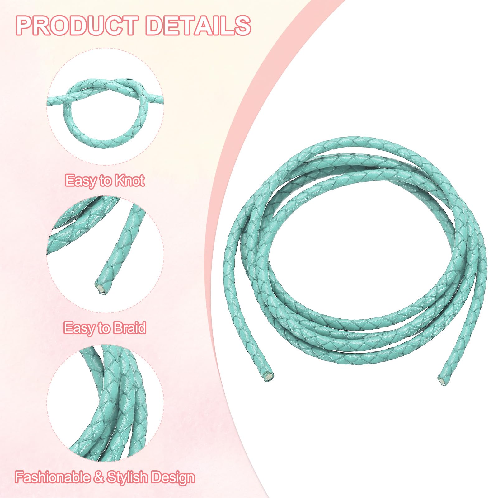 PATIKIL Round Braided Leather Cord - Image 3
