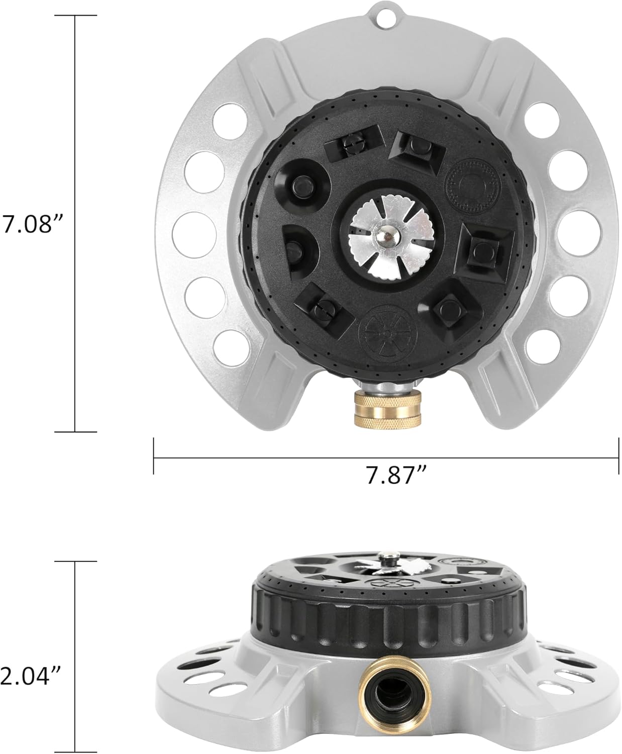 ARMY GREEN VEGO I Metal 9-Pattern Turret Lawn Sprinkler, 9 Pattern Garden Sprinkler with Heavy-Duty Metal Base, Great for Small, Shaped, Medium-Sized Yard Areas, Coverage Area Up to 1,022 Sq.Ft