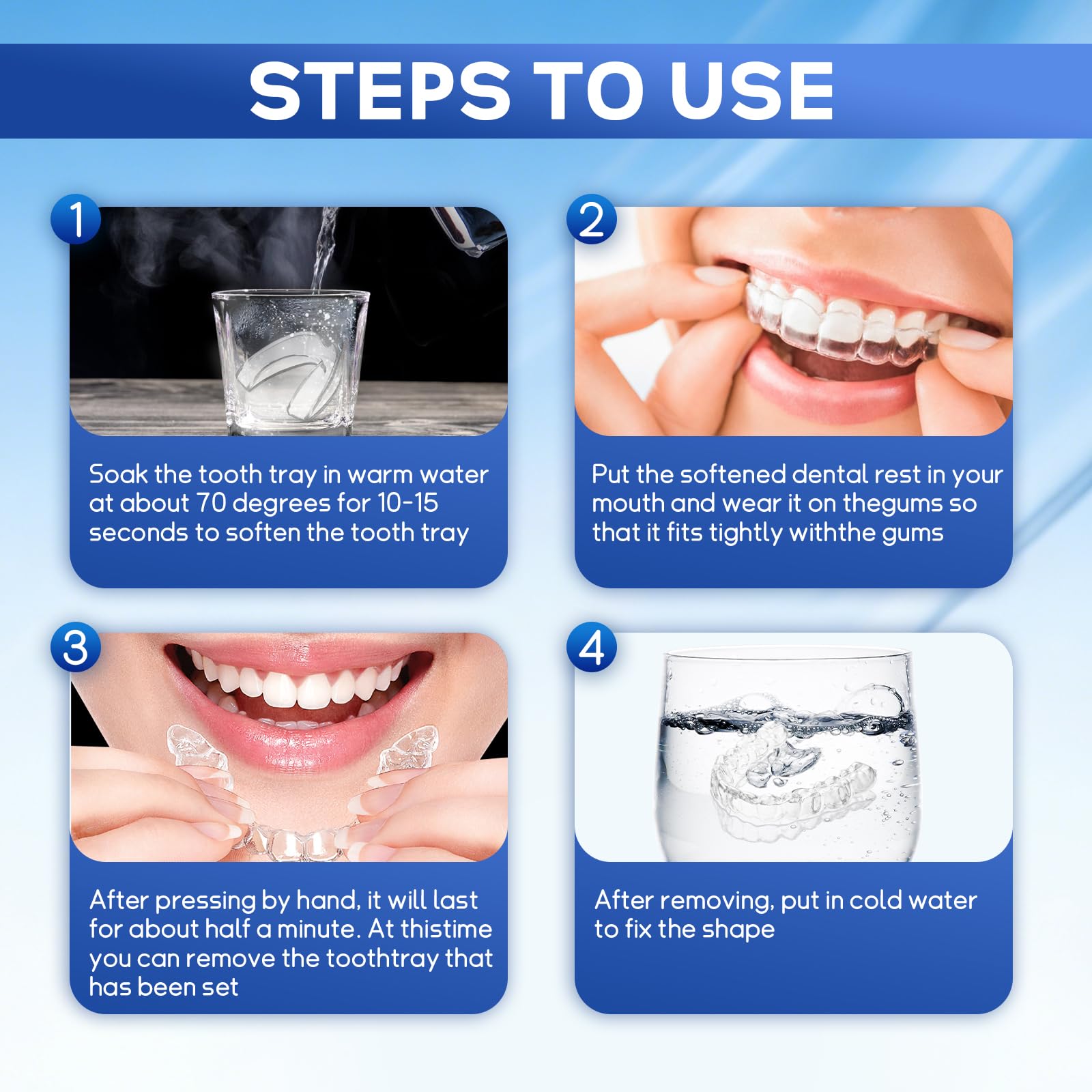 4 Piezas Férula Dental, Protector Bucal Nocturno, Protector Bucal para el Bruxismo, 2 Tamaños Incluidos, Mejorar la calidad del sueño, Fácil de usar, Adecuado Para hombres y mujeres — view 5