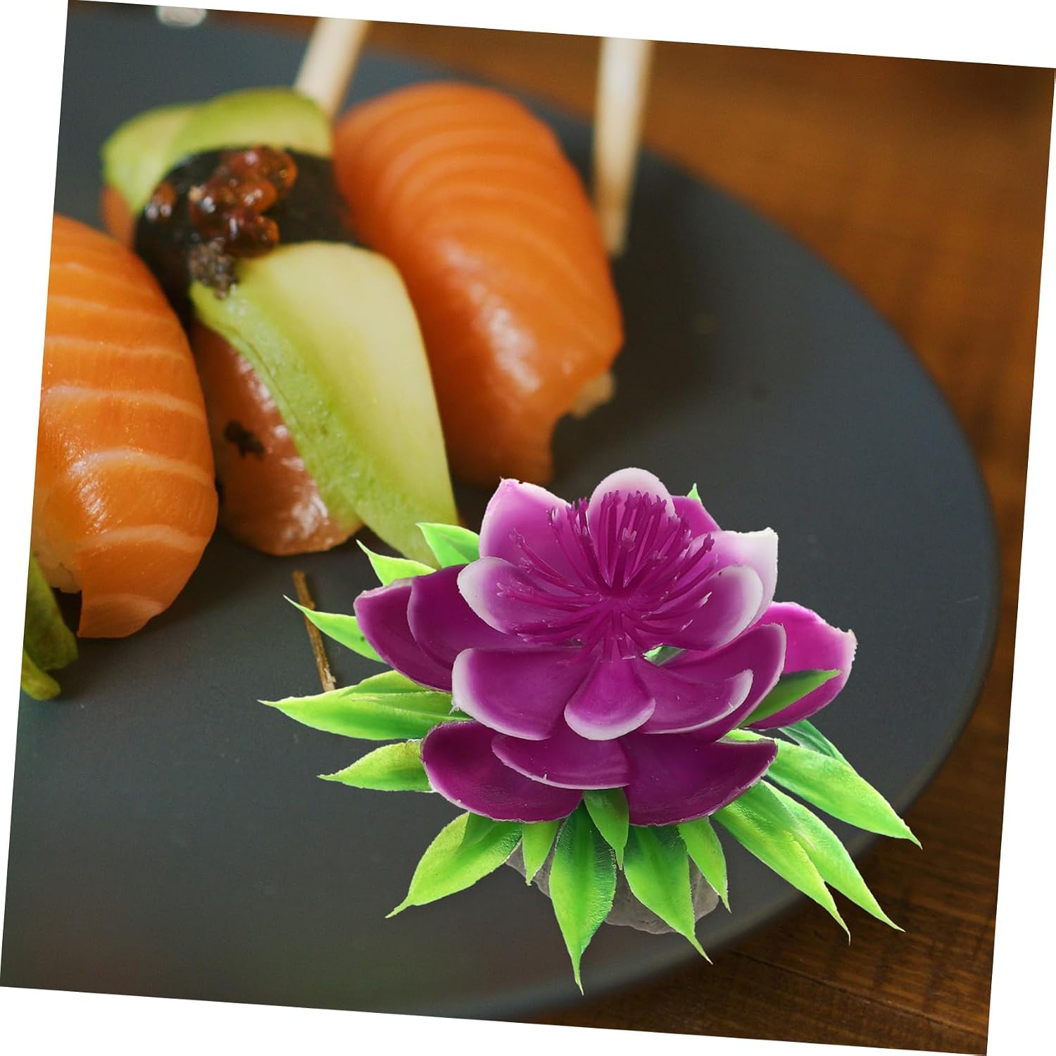 10pcs Purple Plastic Sushi Tray Flower Decorations for Restaurant Dining