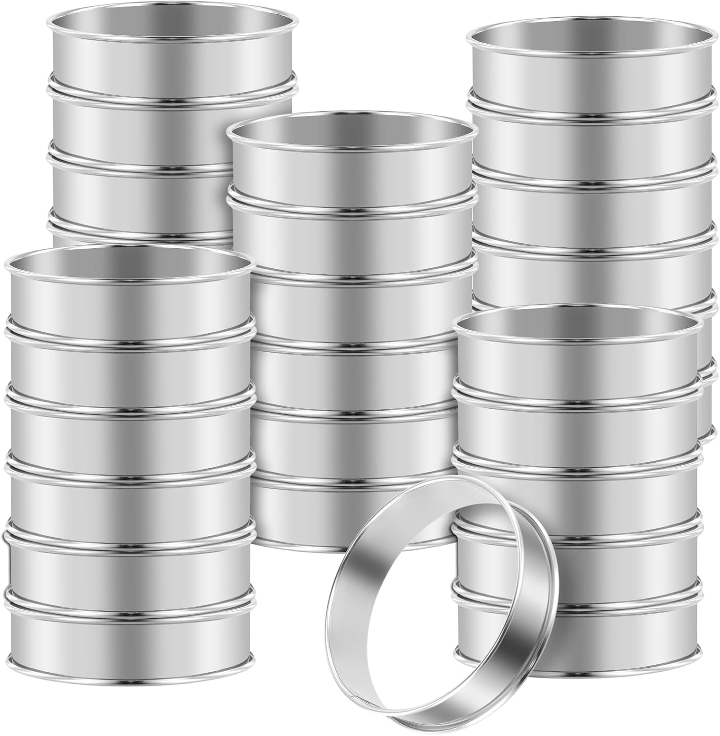 30 Pack 4 Inch English Muffin Rings, Stainless Steel Crumpet Rings for Backing