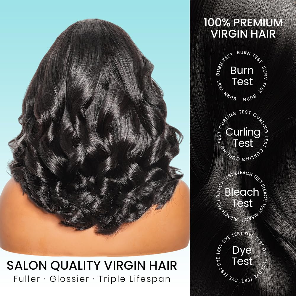 ASHIMARY HAIR Body Wave Bob Wig Human Hair Glueless Wig Pre-Styled Pre Plucked Bleached Knots Pre Cut 7x5 HD Lace Front Human Hair Wigs for Women Put on and Go Beginner Friendly Wig 10 inch