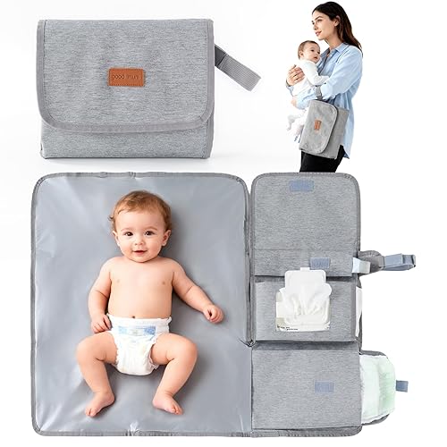 Cambiador de pañales portátil, almohadillas de cambio de pañales de viaje lavables y plegables, tapete cambiador de bebé grande con bolsillo para