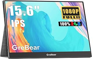 15.6" Portable Monitor FHD 1080P Travel Gaming Monitor HDR IPS Laptop Second Screen USB-C HDMI Magnetic Protective Cover & Dual Speakers, Computer External Display for PC Phone Xbox Switch PS4/5