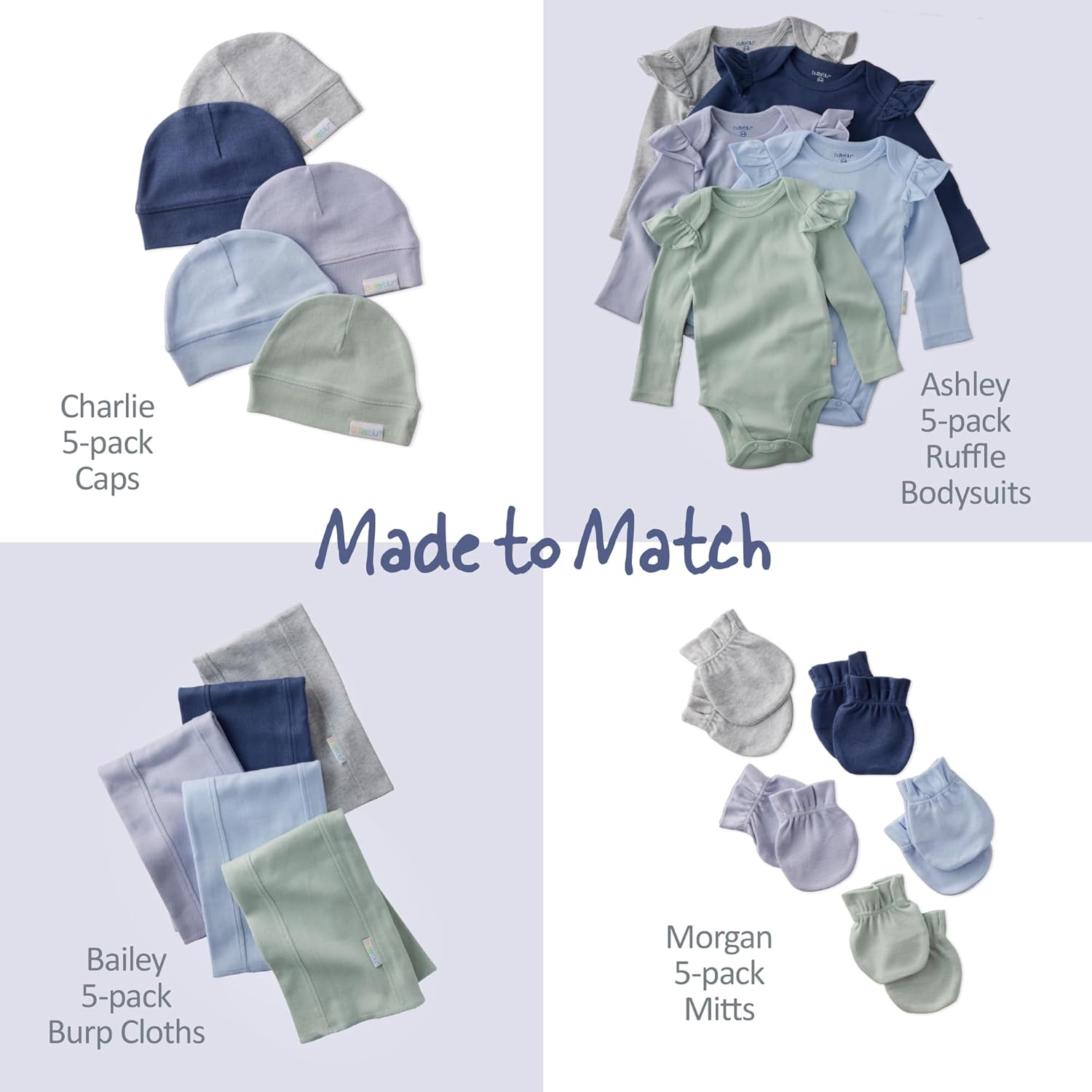 Ashley 5-Pack Long Sleeve Ruffle Shoulder Bodysuits 100% Organic for Baby Girls - Image 6