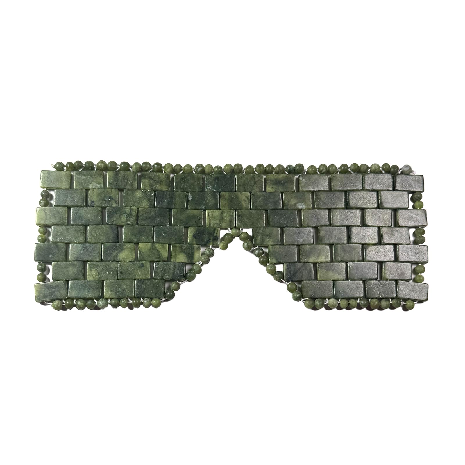 Jadeitowa maska na oczy, twarzowa maska do spania łagodząca osłona oczu, chłodząca maska na twarz ze 100% prawdziwym jadeitem do terapii ciepłem i zimnem (ciemnozielona)