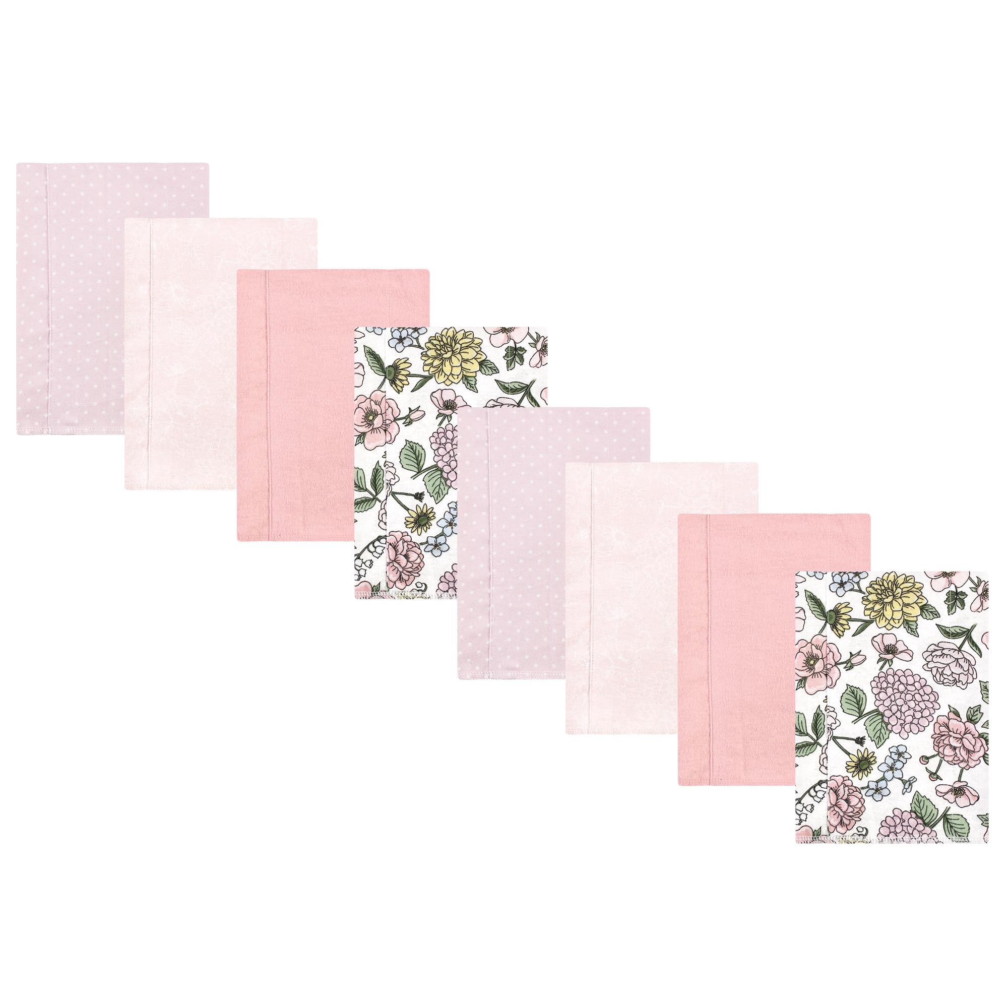Hudson Baby Cotton Poly Flannel Burp Cloths Multipack, Vintage Blossom 8-Pack, One Size