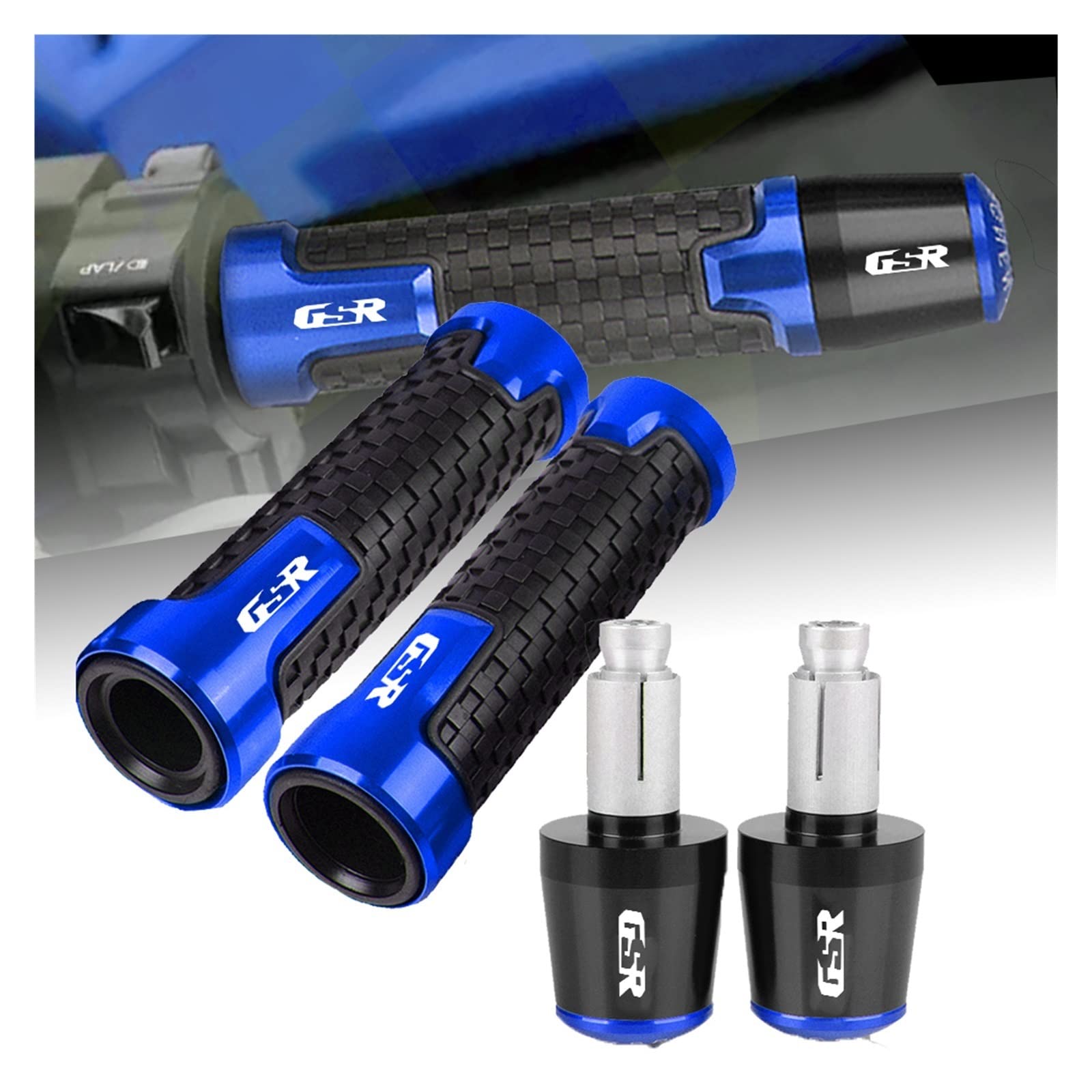 Uchwyty motocyklowe do SUZUKI GSR400 2008-2012 GSR600 2006-2011 GSR750 Akcesoria motocyklowe Uchwyty Uchwyty Końcówki (Kolor: NIEBIESKI)