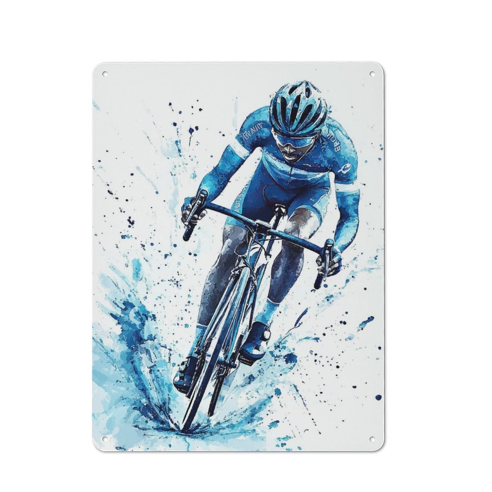 Junmoney Cyclist In Action Retro Metal Plaque 40X30cm Featuring For Garage Wall, A Winter Wall Decor Update For Workshop Decor Fans