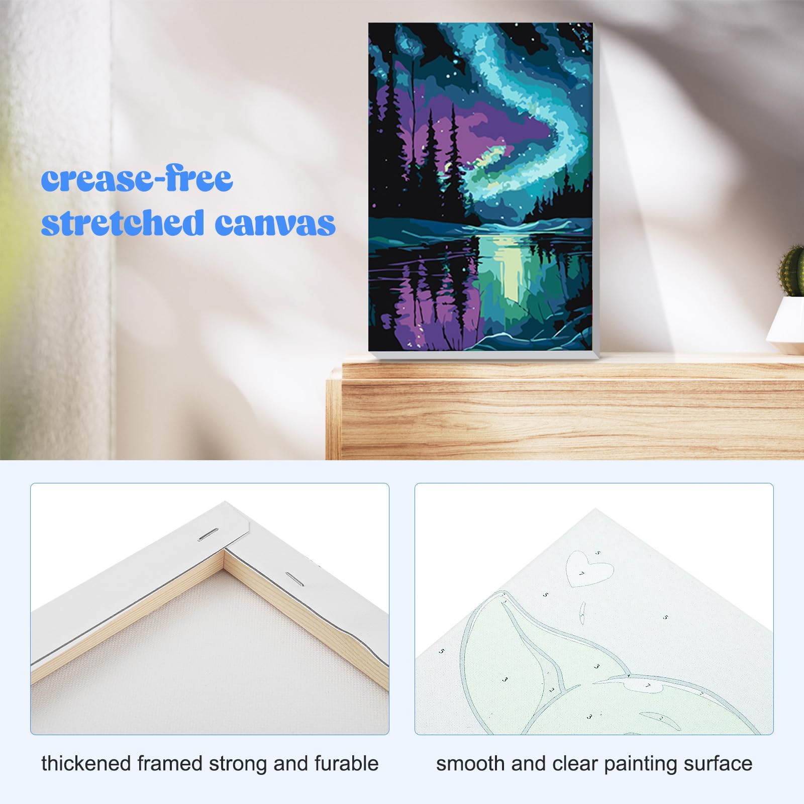 RICUVED Monte Fuji Kit di Pittura con i Numeri 20x30 cm per Adulti e Bambini – Paesaggio Set Completo con Cornice in Legno, Pennelli, Pittura ad Olio e Magneti per Decorare e