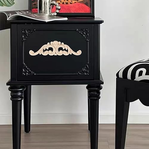 Miniatura 3 de Apliques largos de madera de estilo europeo, apliques tallados en madera, calcomanía de tallado de madera sin pintar para muebles de madera tallada