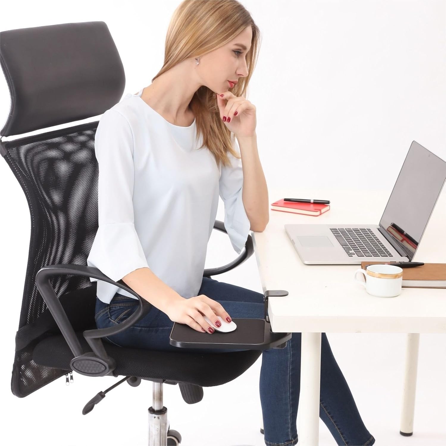 Ergonomic Mouse Platform Under Desk Ergonomic Wrister Mouse Pad (Black)