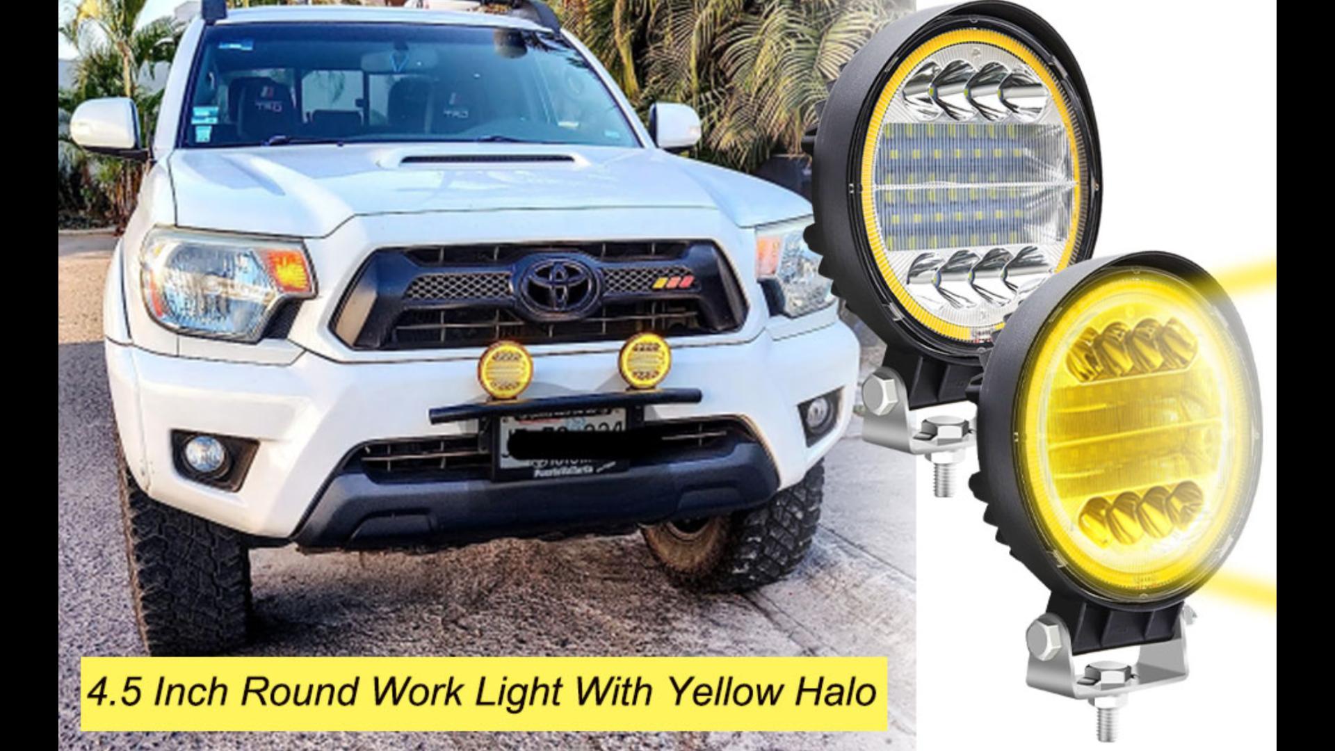 4 Fari LED Off Road 96W Con Angel Eyes Amber - Per SUV, ATV, Moto, Luci Da Lavoro Potenti - Foto 5