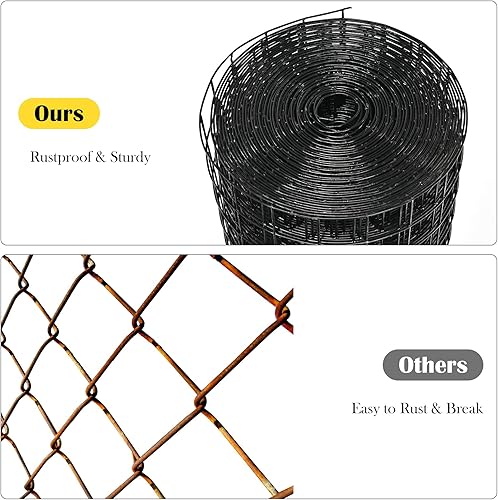 Miniatura 6 de Goplus Tela de hardware, malla de alambre soldada con revestimiento de vinilo negro de 24 pulgadas x 50 pies, rejilla de 1.5 pulgadas x 1.5