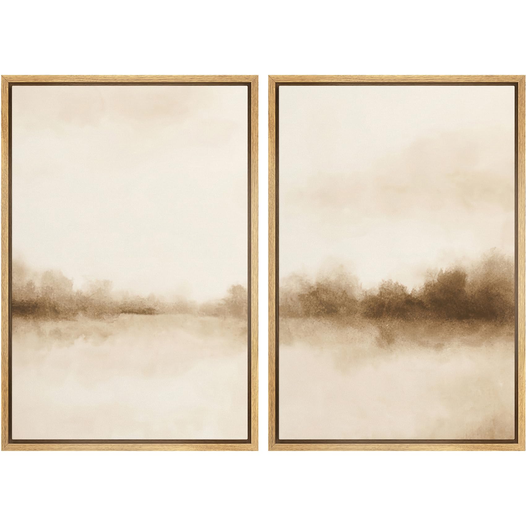 SIGNFORD Framed Canvas Print Wall Art Set Soft Hydrangea Pair Light Blue Florals with Green Leaves Illustration Modern Art Decorative Nordic Nature for Living Room, Bedroom, Office - 24"x36"x2 White — view 23