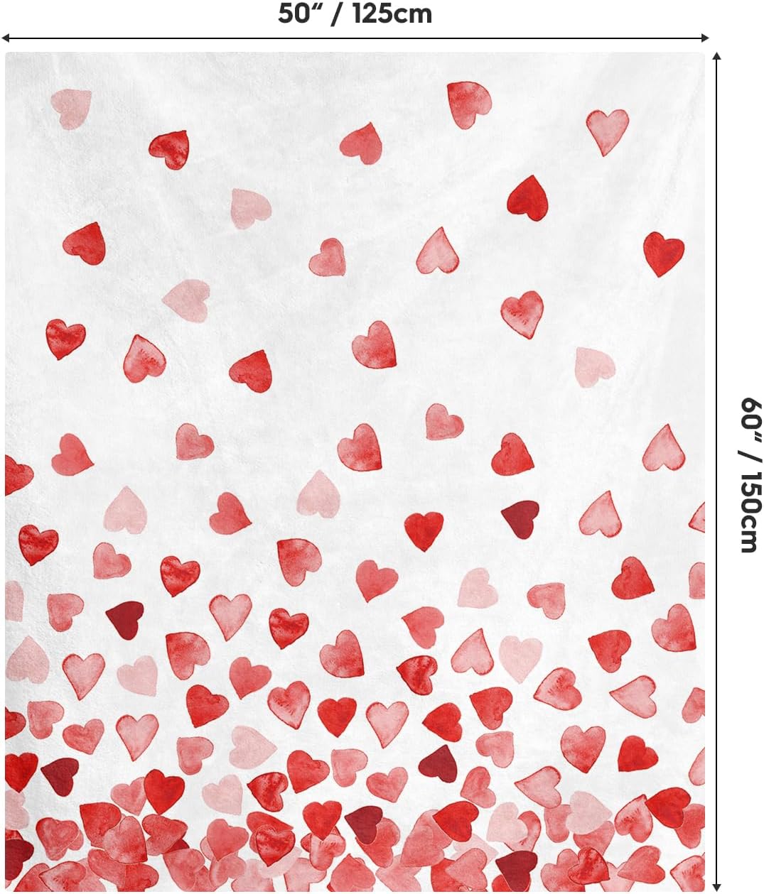 Horaldaily Valentine Flannel Blanket Throw, Red Love Hearts Soft Fuzzy Plush Cozy Fleece Blankets for Couch Sofa Bed Lounging, Ideal Gifts for Kids Adults Wife Self, 50x60 - Image 5
