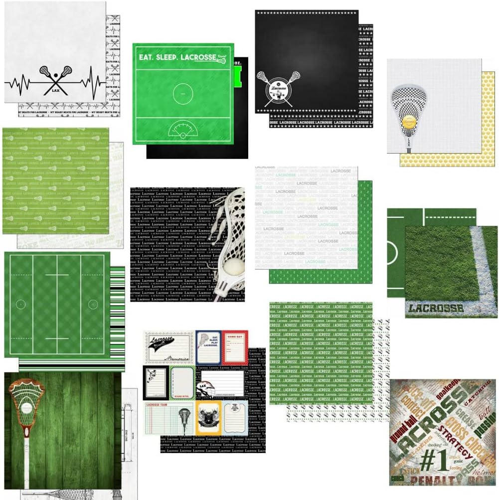 Themed Scrapbook Papers Custom Bundle 13 Lacrosse 12" x