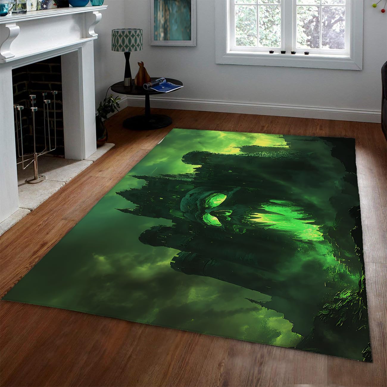 Tapis gothique moelleux château vert pour sol froid de chambre