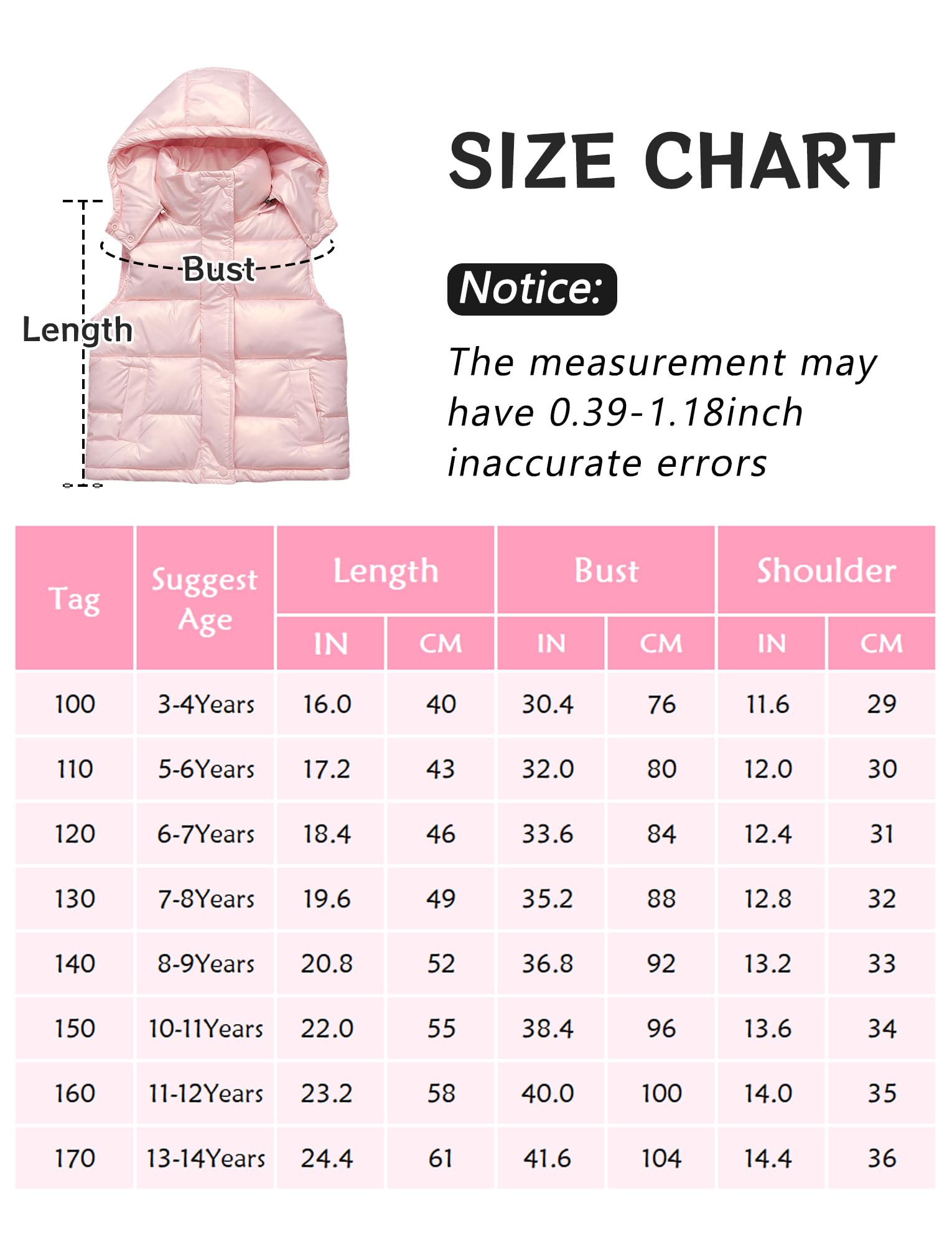 Happy Cherry Bambini Gilet con Cappuccio Ragazzi Ragazze Gilet Outdoor Giacca Antivento Senza Maniche Vestito Unisex Giacca 3-14 Anni