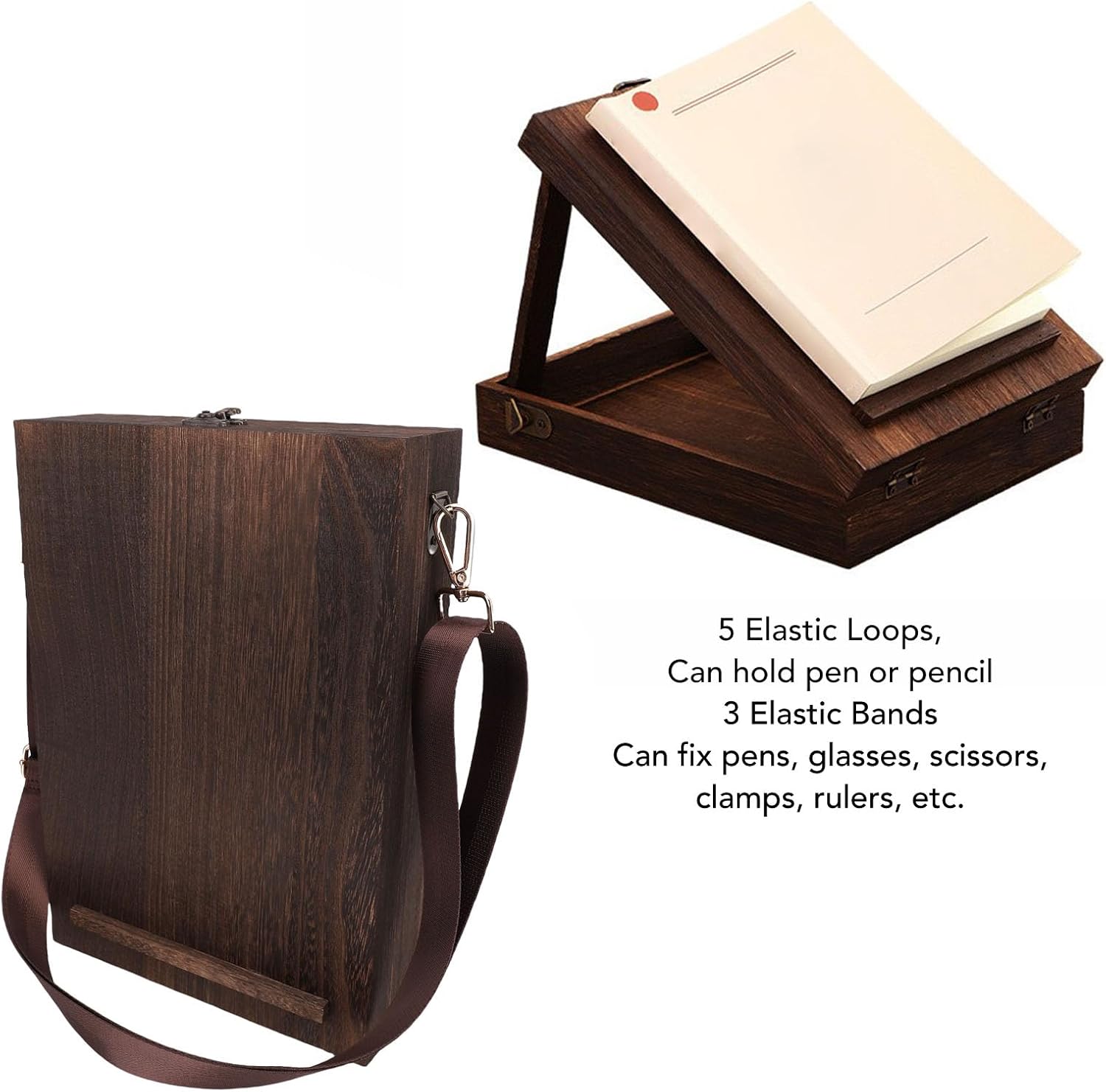 Hilitand Wooden Messenger Box Art Sketch Box Multifunctional Portable Artist Tool Bag Painting Brush Tool for Designers Architects