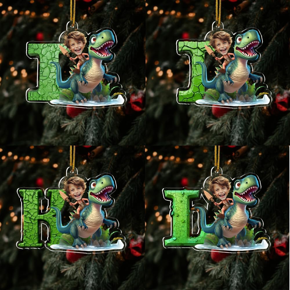 Gossby Personalized Kid Christmas Ornament with Photo - Custom Gift for Kids, Son, Daughter, Grandkid - Christmas Acrylic Gift Decoration - Christmas Kid Gift - (A - Z)