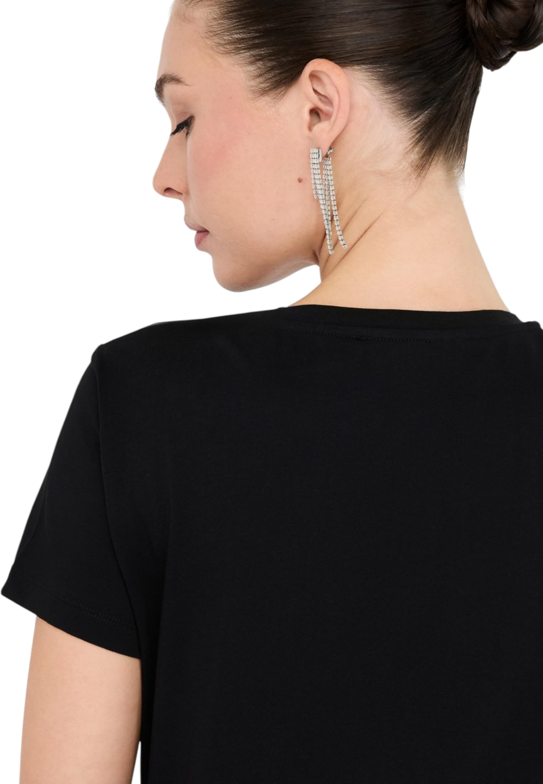 Liu Jo T-Shirt in Cotone con Logo in Strass | 5BLDAUF5266JS904 P9004 Nero