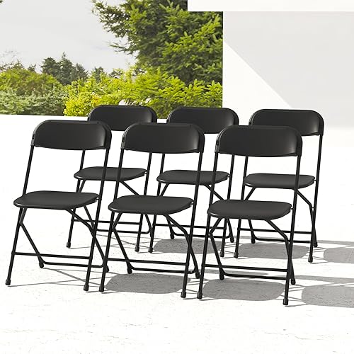 Miniatura 11 de Paquete de 10 sillas plegables negras, sillas plegables de plástico para interiores y exteriores, capacidad de 159 kg, silla plegable portátil para