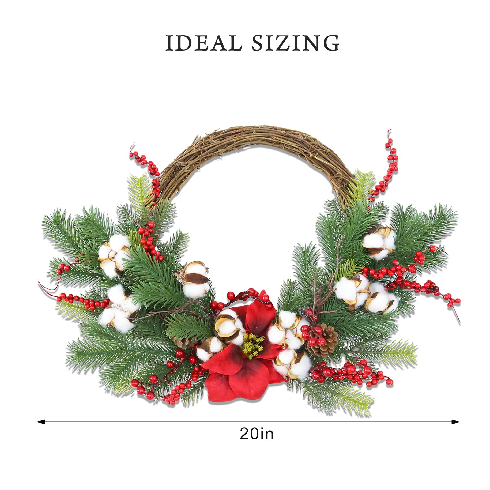 Romcaper Half Christmas Wreaths with Mistletoe Red Berry and 