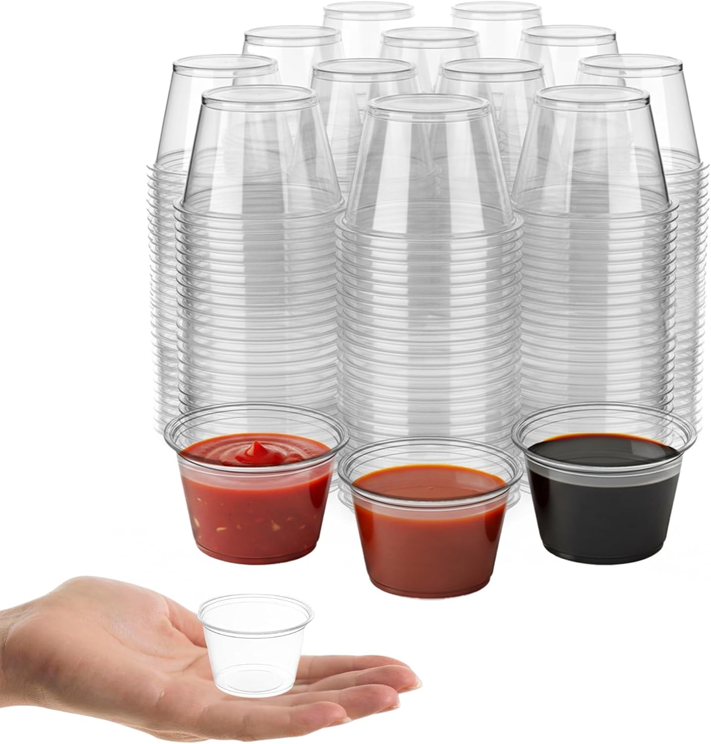 Smarty Had A Party Condiment Cups, 1 oz, 2500 Clear Plastic Disposable Portion & Sauce Cups for Souffle, Samples, Tasting & Food Service