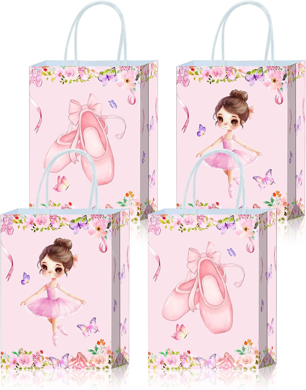 Roselush 16 Pcs Ballerina Party Favor Bags Gift Bags for Birthday Decorations - Dance Recital Goodie Bags - Ballerina Gift Bag Bailarinas De Decoraciones