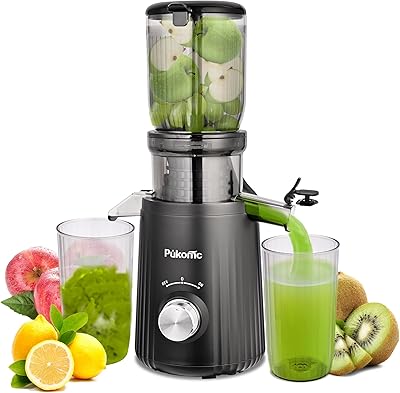 Pukomc Juicer Machines, Cold Press Juicer with 4.1'' Large Feed，Slow Masticating Machines Chute Fit Whole Vegetable And Fruit，High Juice Yield Juicer Easy to Clean