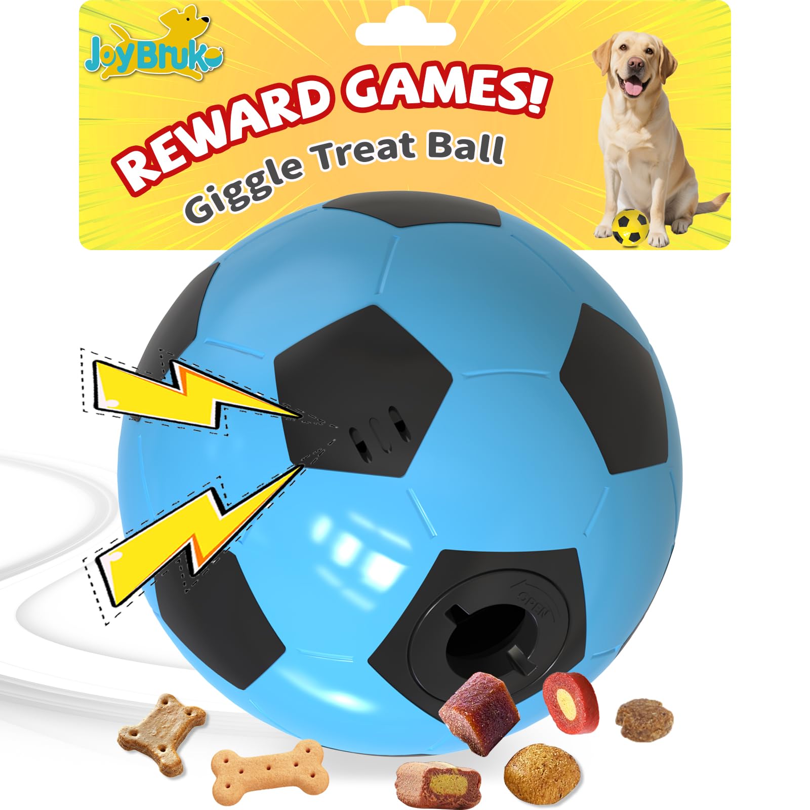 Interactive Dog Toys Treat Dispensers - Giggle Squeaky Dog Soccer Ball Rewards Puzzle to Keep Them Busy Mental