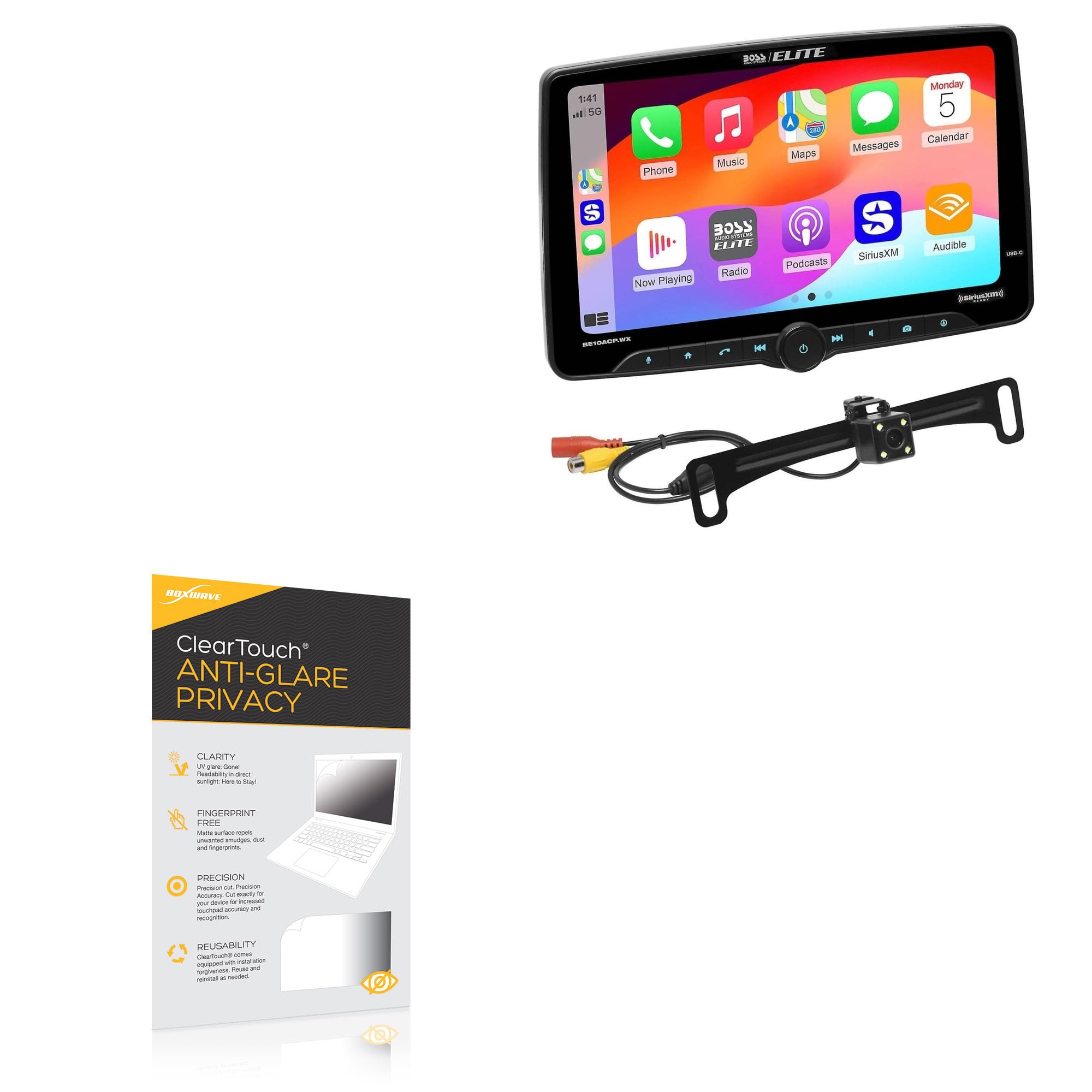BoxWave Screen Protector Compatible with BOSS Audio Elite BE10ACP.WX - ClearTouch Anti-Glare Privacy (2-Pack), Privacy Screen Protector Flexible Film Anti-Glare
