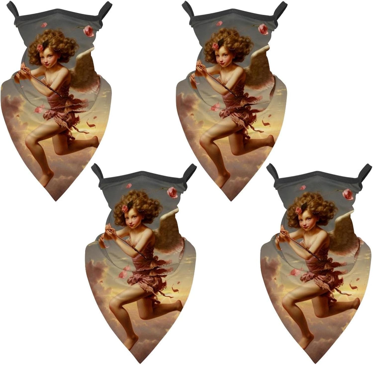 4 Pieces Love Cupid Heart Neck Gaiter Bandana Face Mask, Sun Cooling Scarf Gator Cover Head for Men Women