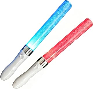WeiGuoDianZi ペンライト コンサートライト 電池付き Led高輝度 7色カラーチェンジ サイリウム 7色変幻電鍍シルバーフリンジ蛍光ペンライト RGB高輝度光源 手動/自動切替 軽量 ライトスティッ コンサート/スティック/結婚式/花火大会/パーティー/お祭りなど適用