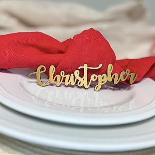 Customized Wooden Name Tags for Place Setting, Personalized Place Cards for Weddings, Bridal Showers and Events, Cursive Laser Cut Seating Cards.Wooden Name Plate,Wedding Name Plate