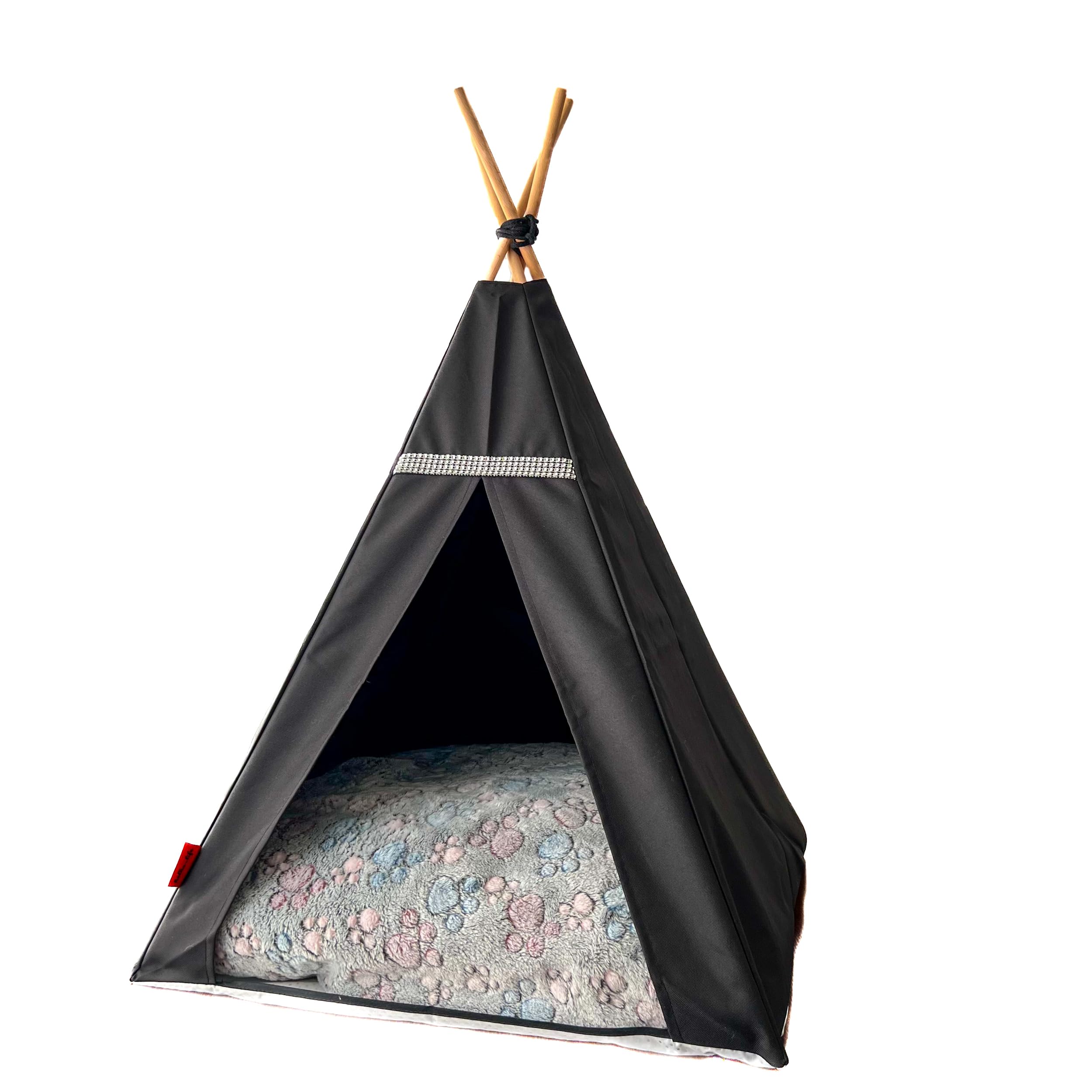 Tipi Glamour wodoodporny namiot dla psa i kota, domek dla psa Zielone Grochy L Czarny