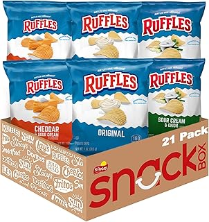 Ruffles Potato Chips, 4 Flavor Variety Pack, 1 oz Bags (Pack of 21)