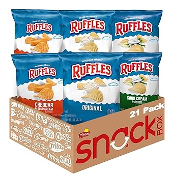 Ruffles Potato Chips, 4 Flavor Variety Pack, 1 oz Bags Pack of 21