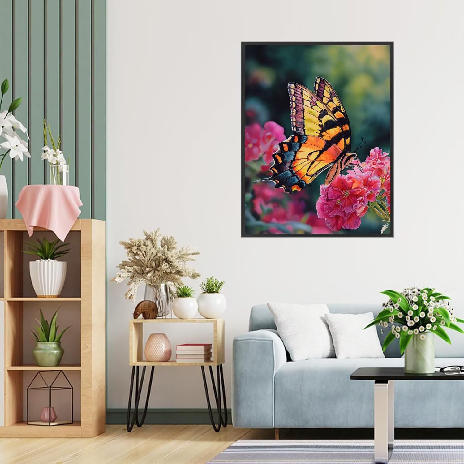 Dipingere con i Numeri Adulti farfalla, Fiori Dipingere con i Numeri Bambini DIY Kit, Set Premium con Pennelli, Decorazione Casa & Creativo Regalo, Attività di Tempo libero 90x120cm z-131